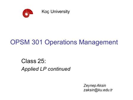 OPSM 301 Operations Management