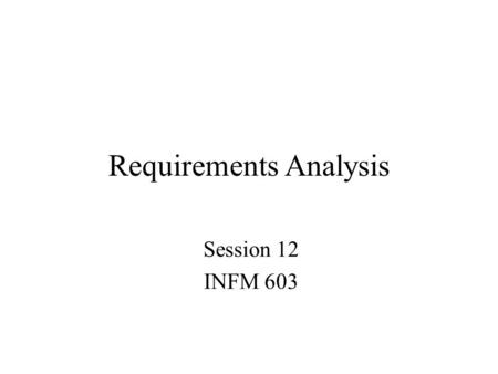 Requirements Analysis Session 12 INFM 603. Different Perspectives on Design Thanks to Satish Mishra.