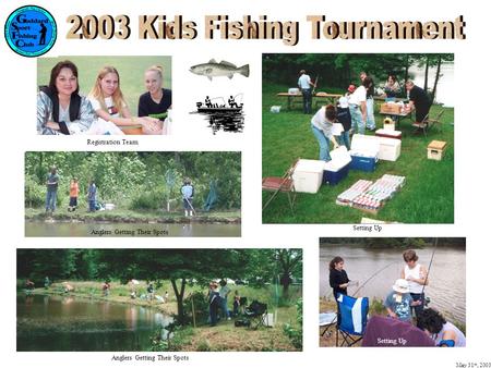 Anglers Getting Their Spots Setting Up Registration Team May 31 th, 2003 Setting Up Anglers Getting Their Spots.