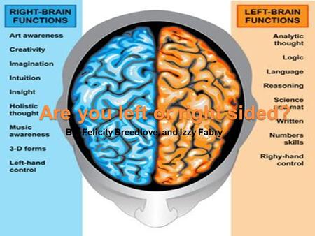 Are you left or right sided? By: Felicity Breedlove, and Izzy Fabry.