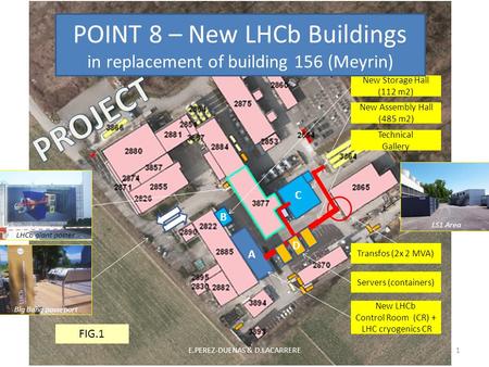 GTPE 6 June 2013E.PEREZ-DUENAS & D.LACARRERE1 Transfos (2x 2 MVA) Servers (containers) New LHCb Control Room (CR) + LHC cryogenics CR New Assembly Hall.