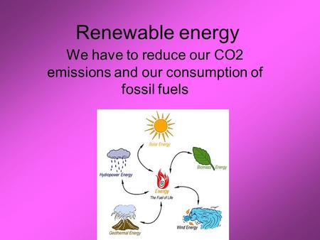 Renewable energy We have to reduce our CO2 emissions and our consumption of fossil fuels.