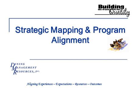 Strategic Mapping & Program Alignment Aligning Experiences – Expectations – Resources – Outcomes.