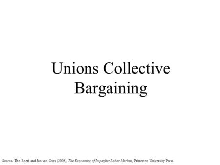 Unions Collective Bargaining Source: Tito Boeri and Jan van Ours (2008), The Economics of Imperfect Labor Markets, Princeton University Press.