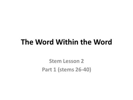 The Word Within the Word