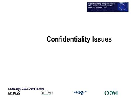 Consultant: CMDC Joint Venture Confidentiality Issues.