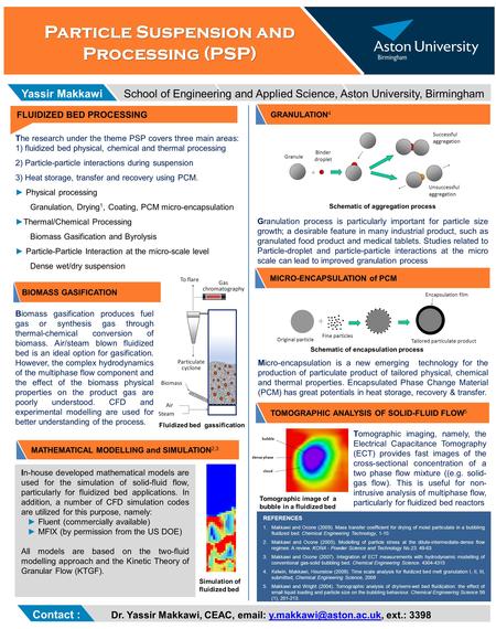 Yassir Makkawi School of Engineering and Applied Science, Aston University, Birmingham FLUIDIZED BED PROCESSING REFERENCES 1.Makkawi and Ocone (2009).