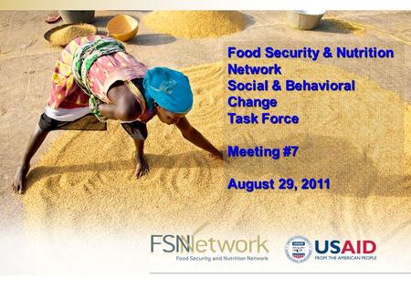 Food Security & Nutrition Network Social & Behavioral Change Task Force Meeting #7 August 29, 2011.