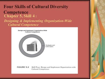 Four Skills of Cultural Diversity Competence Chapter 5, Skill 4 : Designing & Implementing Organization-Wide Cultural Competence.