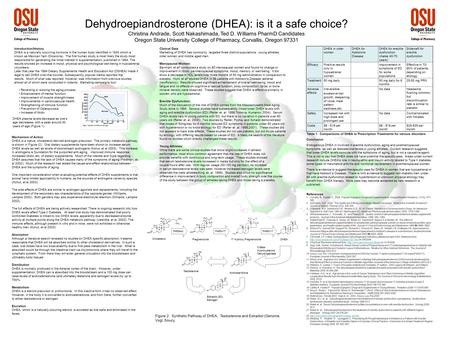 Mechanism of Action DHEA is a native, cholesterol-derived androgen precursor. The primary metabolic pathway is shown in Figure (2). Oral dietary supplements.