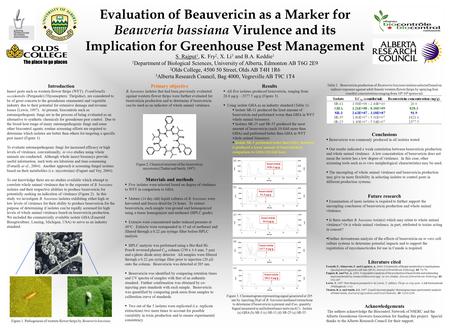 Conclusions  Beauvericin was commonly produced in all isolates tested.  Our results indicated a weak correlation between beauvericin production and whole.