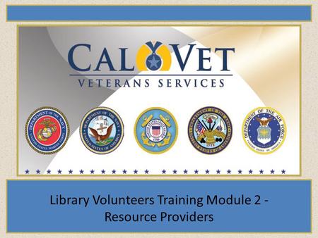 Library Volunteers Training Module 2 - Resource Providers.