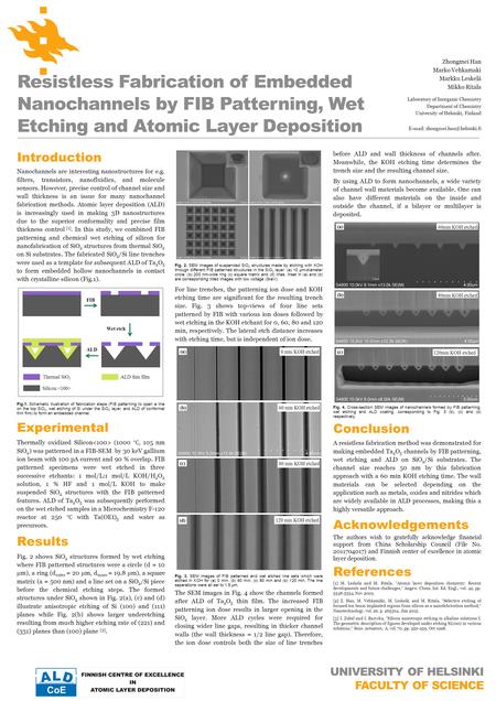 Resistless Fabrication of Embedded Nanochannels by FIB Patterning, Wet Etching and Atomic Layer Deposition Zhongmei Han Marko Vehkamaki Markku Leskelä.