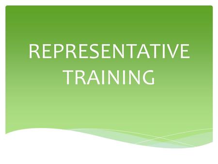 REPRESENTATIVE TRAINING. COMPENSATION PLAN AN OVERVIEW.