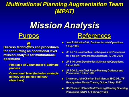 Multinational Planning Augmentation Team