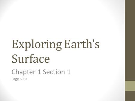 Exploring Earth’s Surface