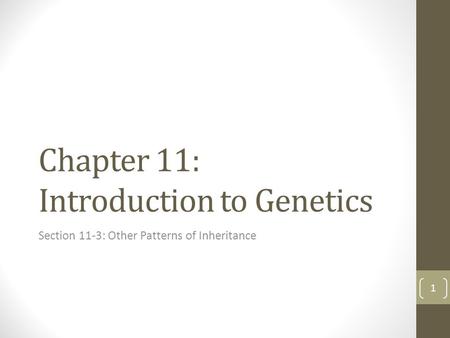 Chapter 11: Introduction to Genetics