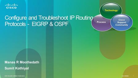 Cisco Confidential 1 © 2010 Cisco and/or its affiliates. All rights reserved. Configure and Troubleshoot IP Routing Protocols - EIGRP & OSPF Manas R Moothedath.