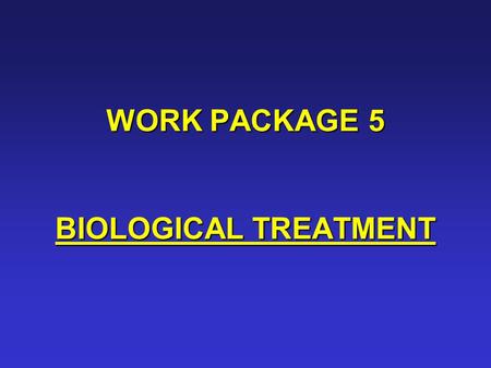 WORK PACKAGE 5 BIOLOGICAL TREATMENT. PARTICIPANTS:  Lqars  Cemagref  Tratolixo PERIOD: 1 – 24 (Months)