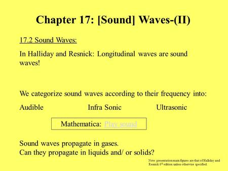 Chapter 17: [Sound] Waves-(II)