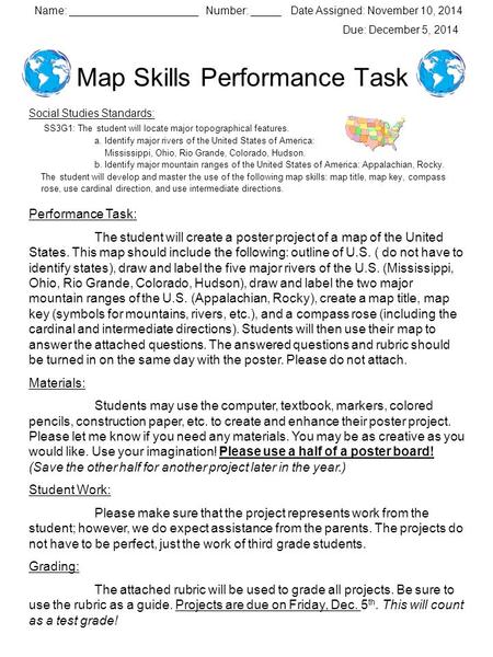 Map Skills Performance Task