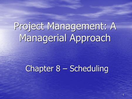 Project Management: A Managerial Approach