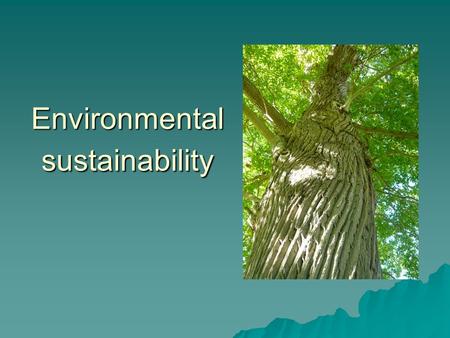 Environmental sustainability. Requirement 1.10 Organisational approach to environmental sustainability.