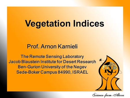 Karnieli: Introduction to Remote Sensing