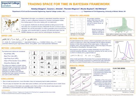 TRADING SPACE FOR TIME IN BAYESIAN FRAMEWORK Nataliya Bulygina 1, Susana L. Almeida 1, Thorsten Wagener 2, Wouter Buytaert 1, Neil McIntyre 1 1 Department.