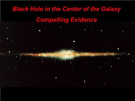 Black Hole in the Center of the Galaxy Compelling Evidence.