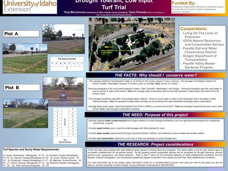 Printed by www.postersession.com Drought Tolerant, Low Input Turf Trial Tony McCammon (University of Idaho Payette County Extension), Terry Finnerty (Idaho.