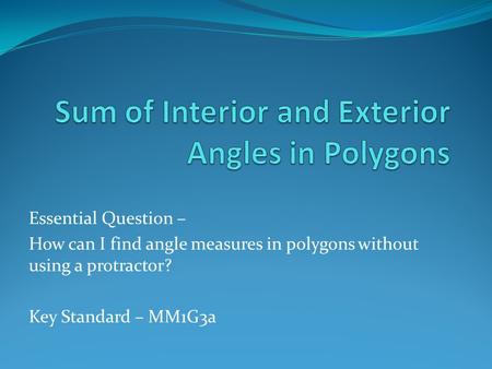 Sum of Interior and Exterior Angles in Polygons