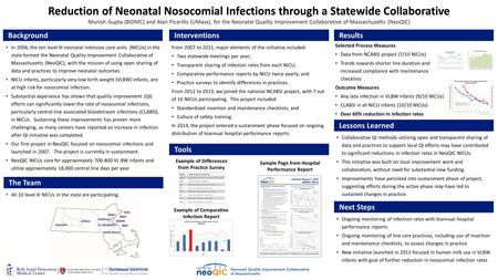 From 2007 to 2011, major elements of the initiative included: Two statewide meetings per year; Transparent sharing of infection rates from each NICU; Comparative.