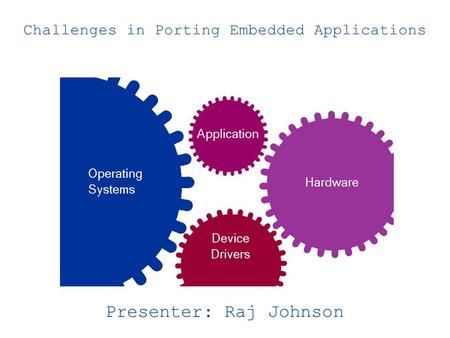 Challenges in Porting Embedded Applications Presenter: Raj Johnson.