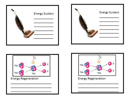 Energy Suckers ____________ ____________ ____________ Energy Suckers ____________ ____________ ____________ Energy Regeneration _________________________.