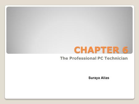 CHAPTER 6 The Professional PC Technician Suraya Alias.