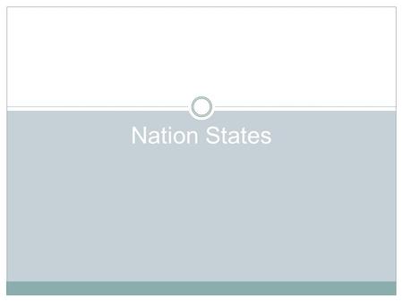 Nation States Humans have always partitioned space to separate themselves from other human groups. This is similar to other species. The creation of.