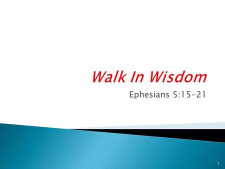 Ephesians 5:15-21 1. “Walk worthily of the calling wherewith ye were called.” (4:1)  We have been called to be: ◦ Holy & without blemish. 1:4 ◦ Sons.