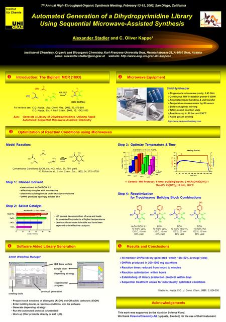 Alexander Stadler and C. Oliver Kappe* 7 th Annual High-Throughput Organic Synthesis Meeting, February 13-15, 2002, San Diego, California Institute of.