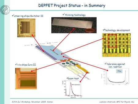 ECFA ILC Workshop, November 2005, ViennaLadislav Andricek, MPI für Physik, HLL DEPFET Project Status - in Summary Technology development thinning technology.