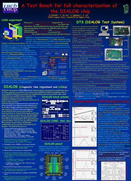 CARIOCA (Cern and RIO Current Amplifier). The CARIOCA chip has 8 binary output, therefore DIALOG has 16 PCH as input channels and has up to 8 LCH as output.