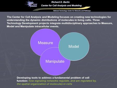 Measure Model Manipulate The Center for Cell Analysis and Modeling focuses on creating new technologies for understanding the dynamic distributions of.