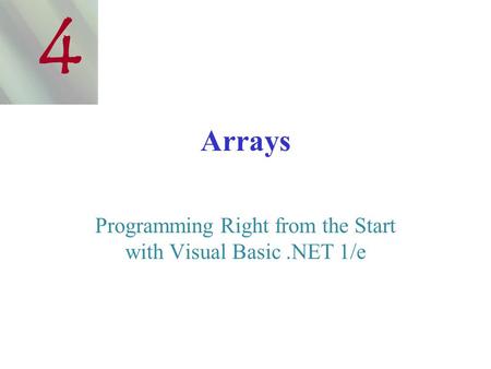 Programming Right from the Start with Visual Basic .NET 1/e