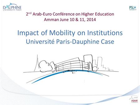 2 nd Arab-Euro Conférence on Higher Education Amman June 10 & 11, 2014 Impact of Mobility on Institutions Université Paris-Dauphine Case.