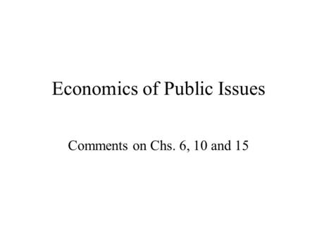 Economics of Public Issues