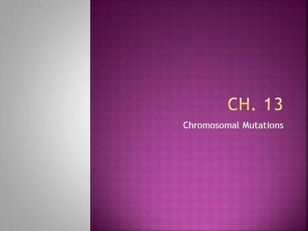 Chromosomal Mutations