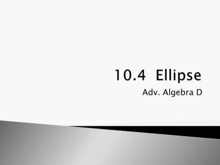 Adv. Algebra D. The plane can intersect one nappe of the cone at an angle to the axis resulting in an ellipse.