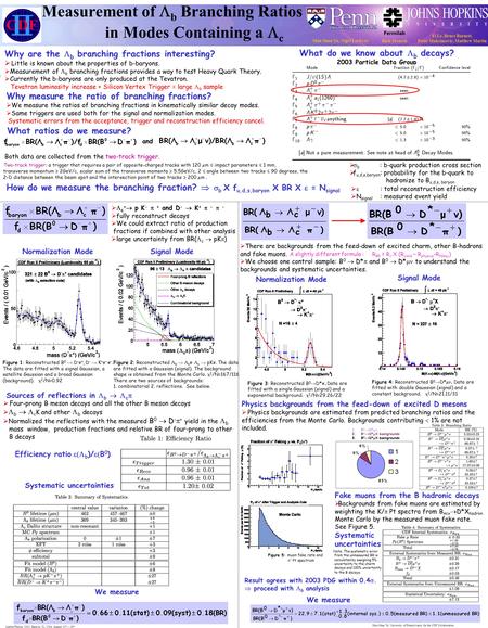 Lepton/Photon 2003, Batavia, IL, USA August 11 th – 16 th Measurement of  b Branching Ratios in Modes Containing a  c Why are the  b branching fractions.