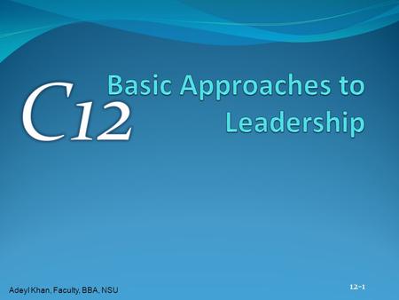 Basic Approaches to Leadership