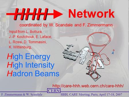 Name Event Date Name Event Date 1 CERN F. Zimmermann & W. Scandale HHH, CARE Meeting, Paris, April 17-18, 2007 High Energy High Intensity Hadron Beams.